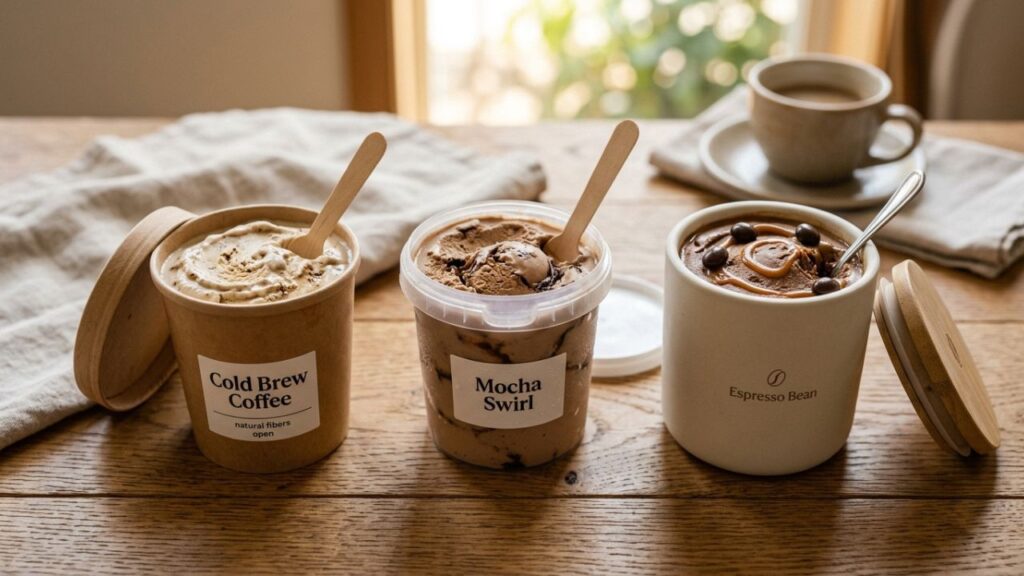 Cardboard, plastic, and reusable ice cream tubs comparison