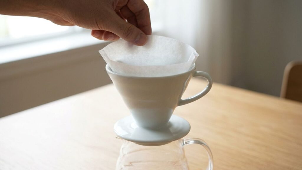Step-by-step coffee brewing process at home