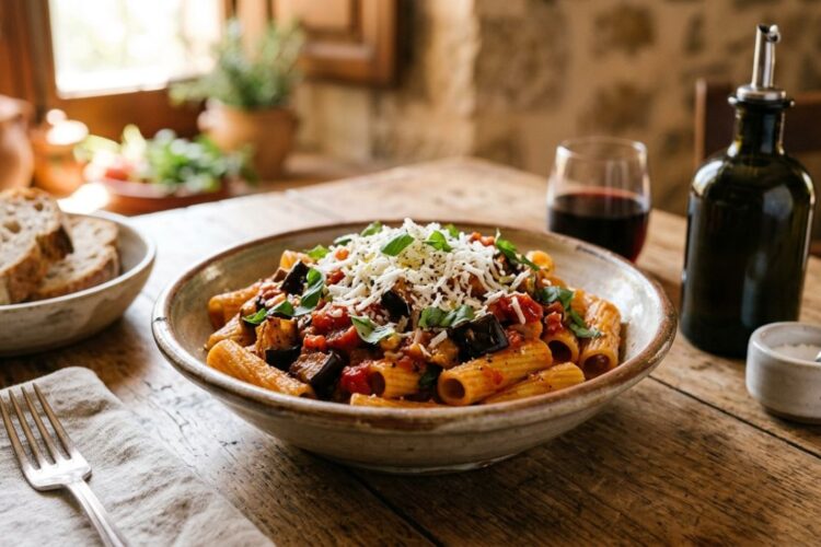 Traditional Pasta Alla Norma inspired by Sicilian culinary heritage in Catania