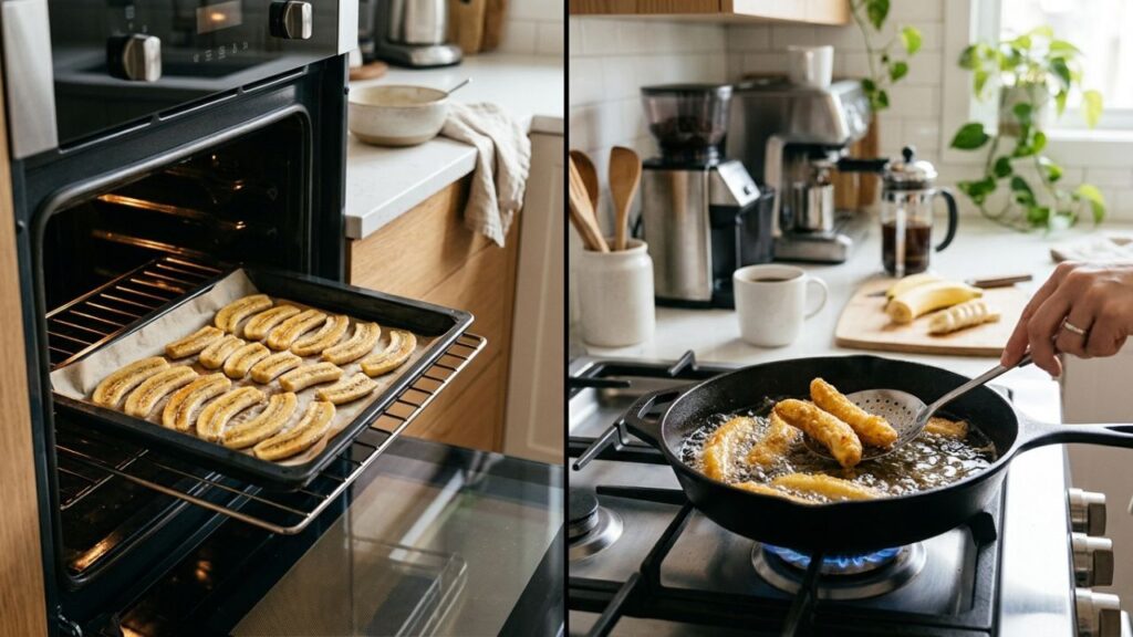 Comparison of baked banana fries and fried banana fries