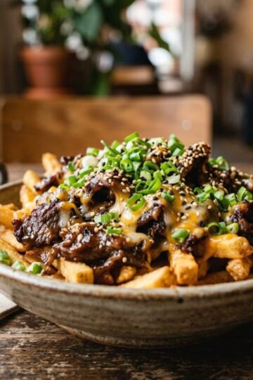 crispy bulgogi fries with cheese and Korean beef