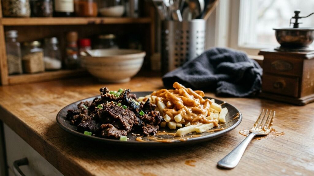 bulgogi fries served with salad and sides