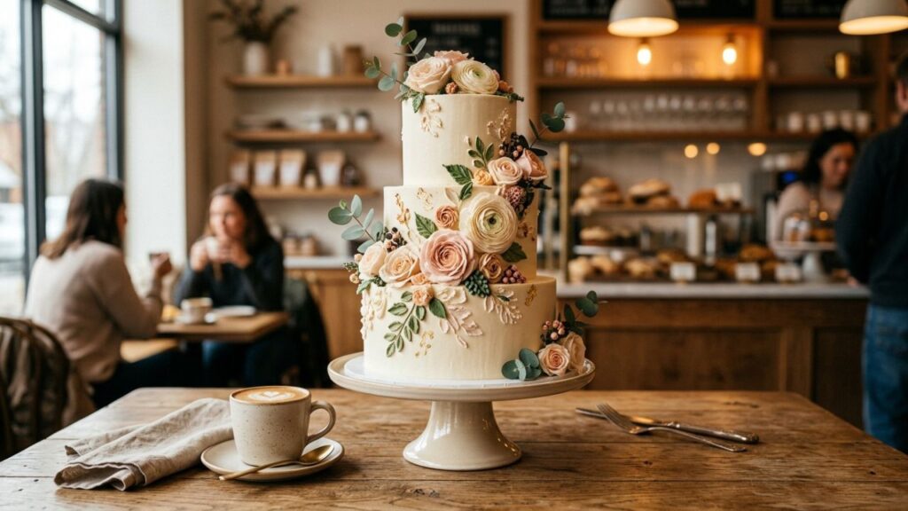 Beautifully decorated cake ready to serve