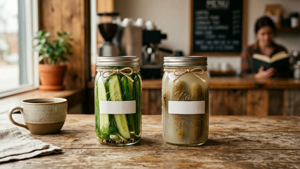 Pickles in cloudy brine due to over fermentation