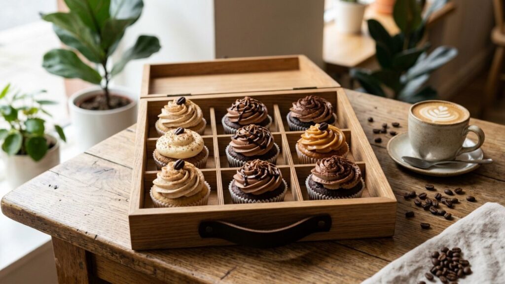 Cupcakes stored in a carrier box
