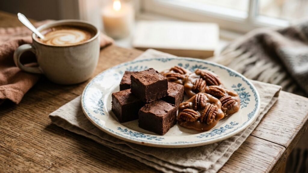 Person enjoying chocolate dessert