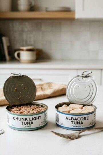 Chunk light tuna and albacore tuna side by side comparison