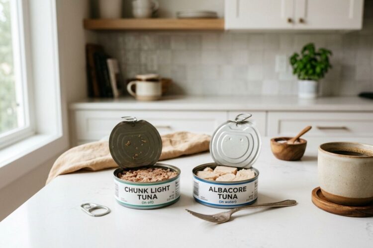 Chunk light tuna and albacore tuna side by side comparison